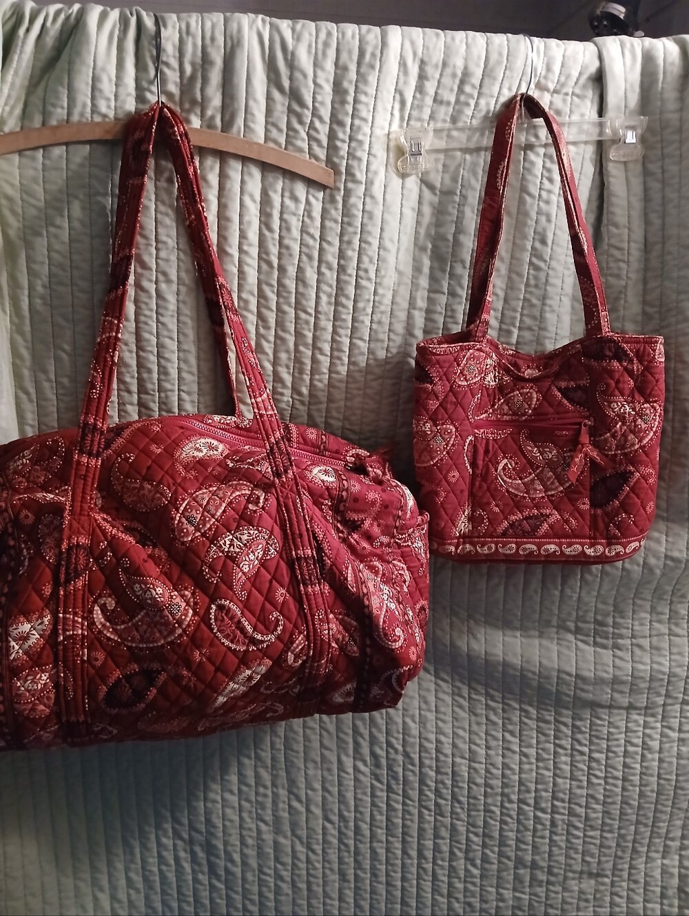 Vera Bradley Quilted Retired Red Paisley Tote and Duffle Bag Set.  FF#489